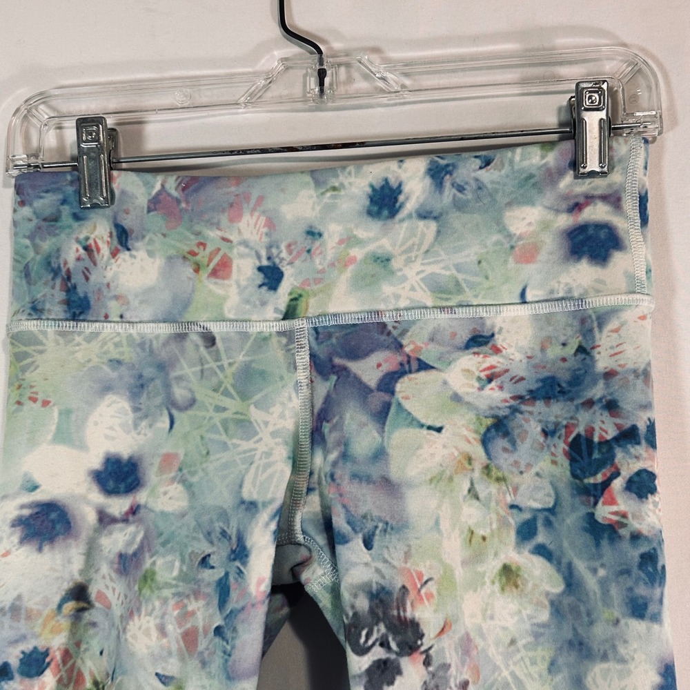 Alo Yoga Womens Floral Watercolor Print Cropped Leggings Blue Green Small - Picture 2 of 7